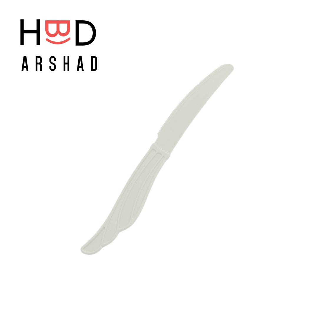کارد یکبارمصرف غذا خوری مجلسی کوشا (سفید-بسته 24عددی)